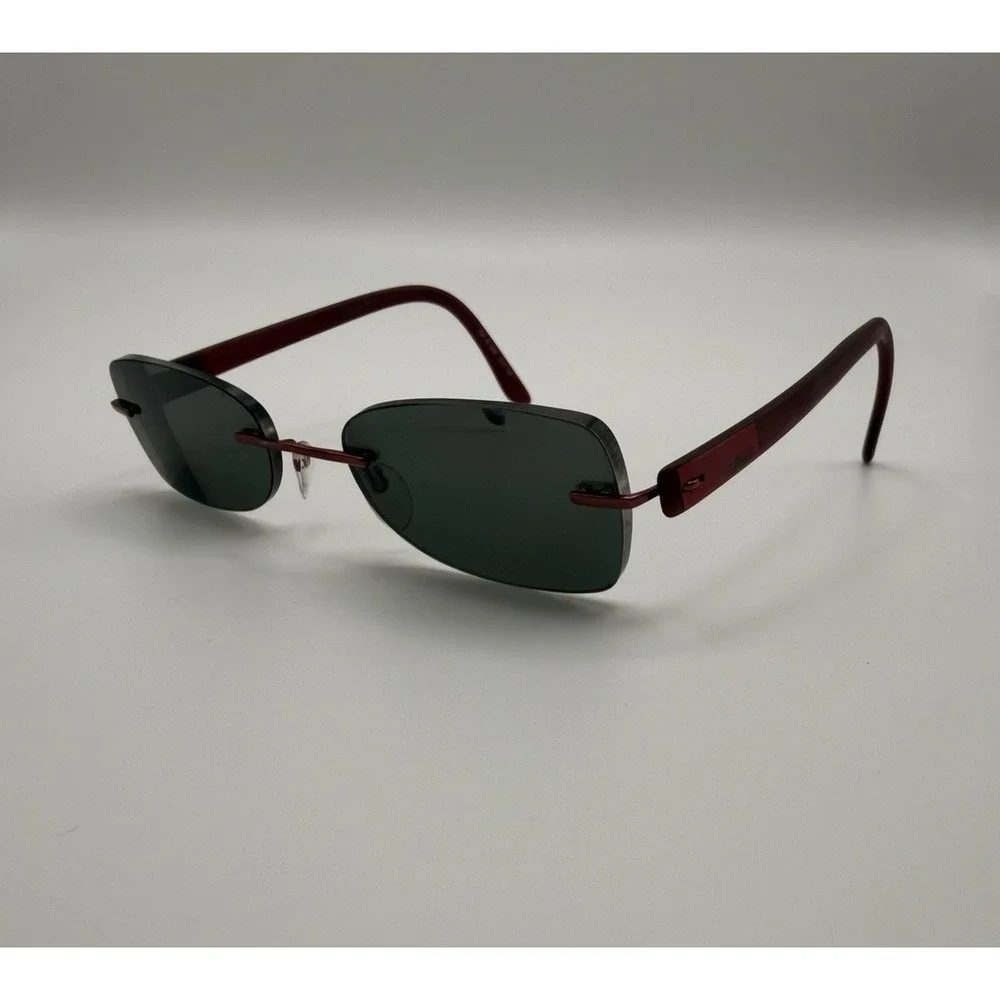 Silhouette 7608 40 6054 Titanium Red Rimless Eyeglasses Frames 17 135 Austria